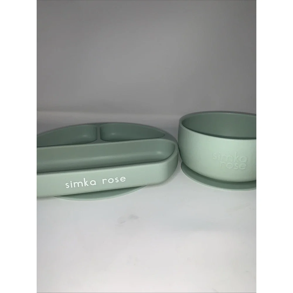 Simka Rose Food Grade Silicone Baby/Toddler Suction Plate & Bowl Dishwasher Safe